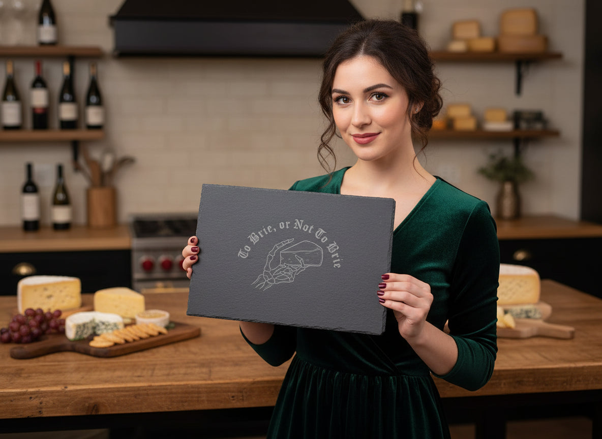 Slate Charcuterie Cheese Tray 12"x8" - To Brie, Or Not to Brie