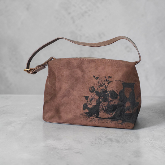 Vegan Suede Crossbody Bag - Momento Mori Style