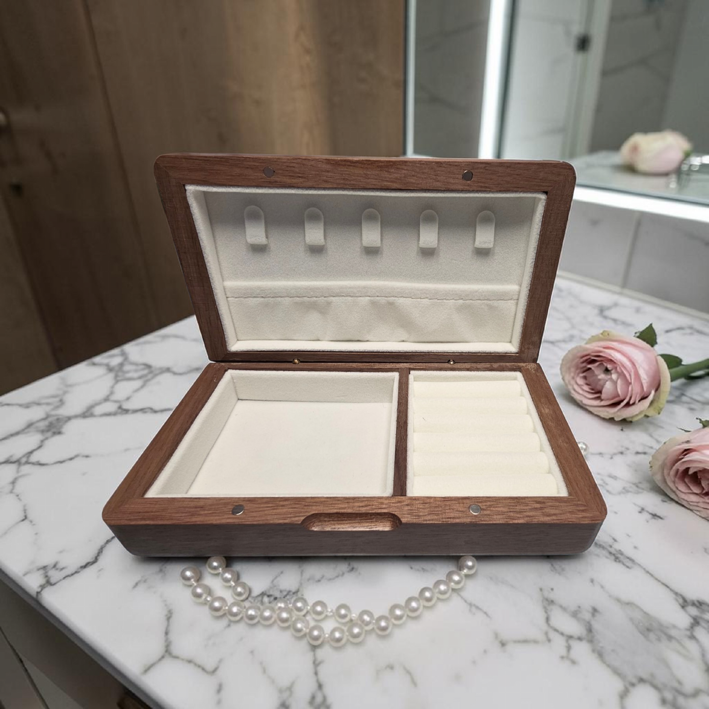 Walnut Portable Jewelry Box - Personalized
