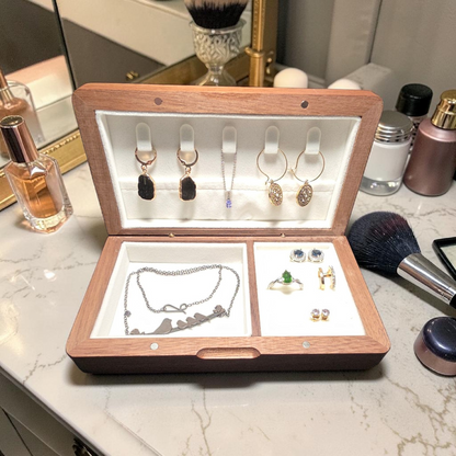 Walnut Portable Jewelry Box - Personalized