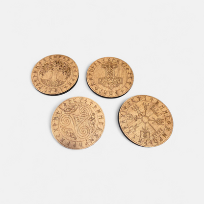 Wooden Coaster Set - Viking Themed