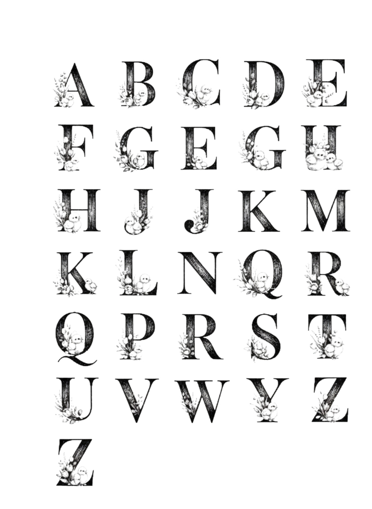 a black and white alphabet