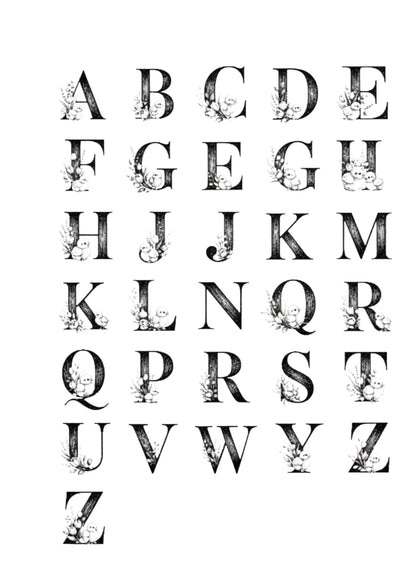 a black and white alphabet