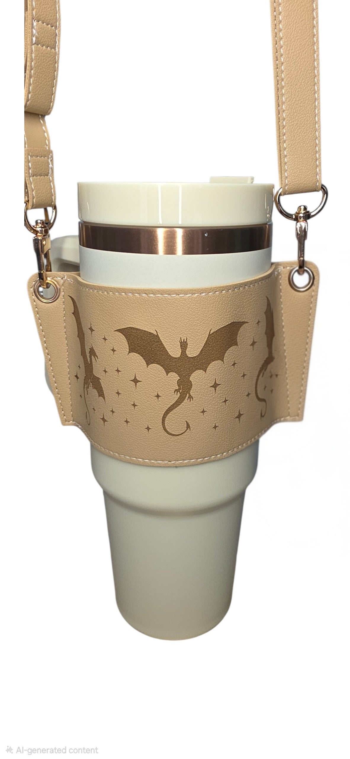 a white cup with a gold band around it