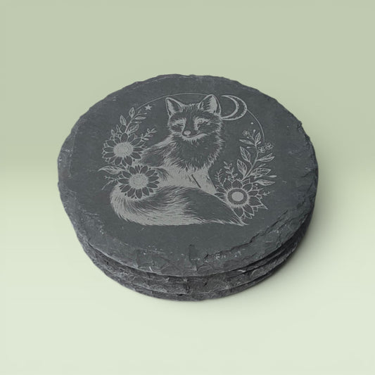Slate Fox Coasters – Set of 4