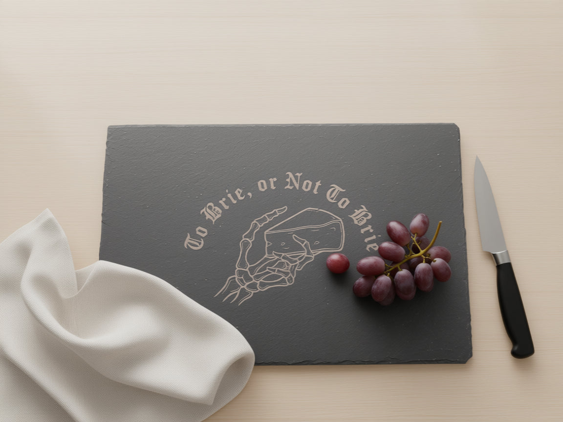 Slate Charcuterie Cheese Tray 12"x8" - To Brie, Or Not to Brie