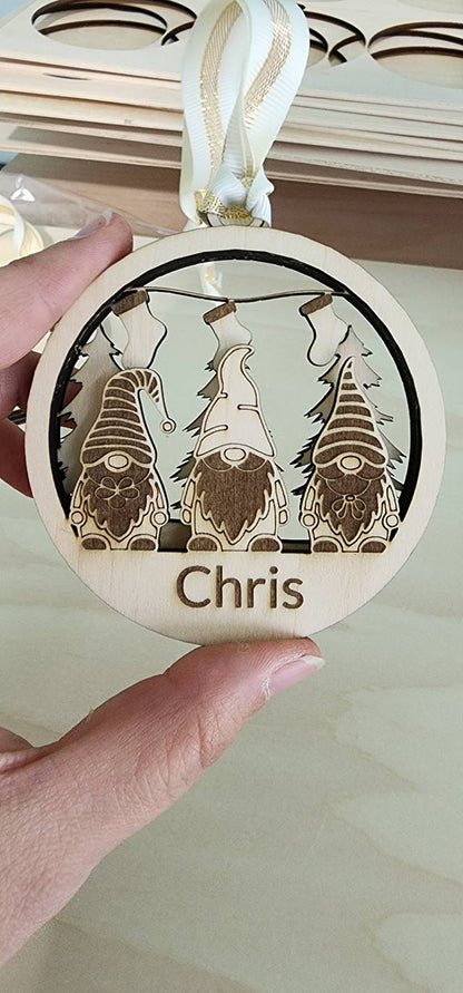 Laser Engraved Wooden Christmas Ornaments – Set of 9