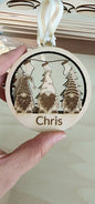 a person holding a wooden ornament