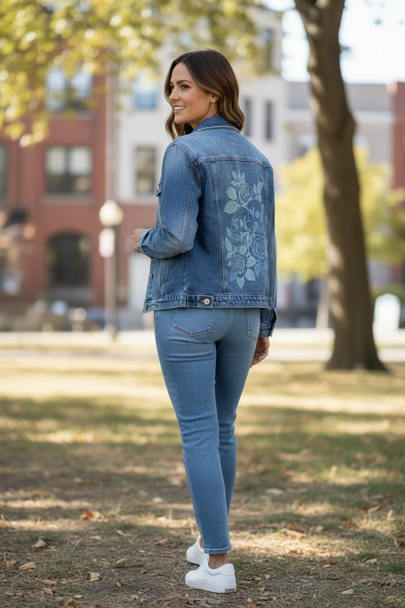 Skull & Roses Denim Jacket