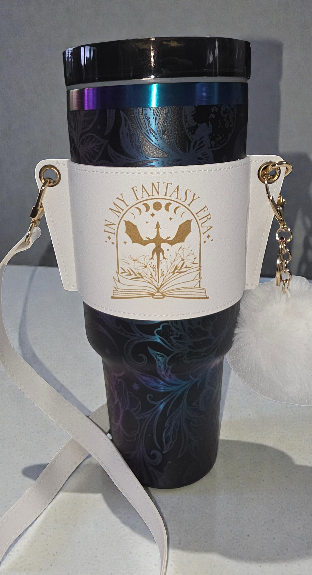 Engraved PU Leather Tumbler Strap – "In My Fantasy Era" Crossbody Carrier